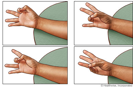 <p>moving the thumb to oppose the rest of the fingers</p>