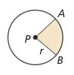 <p>region bounded by 2 radii of the circle and their intercepted arc</p><ul><li><p>sector APB is bounded by segment AP, segment BP, and arc AB</p></li></ul><p></p>
