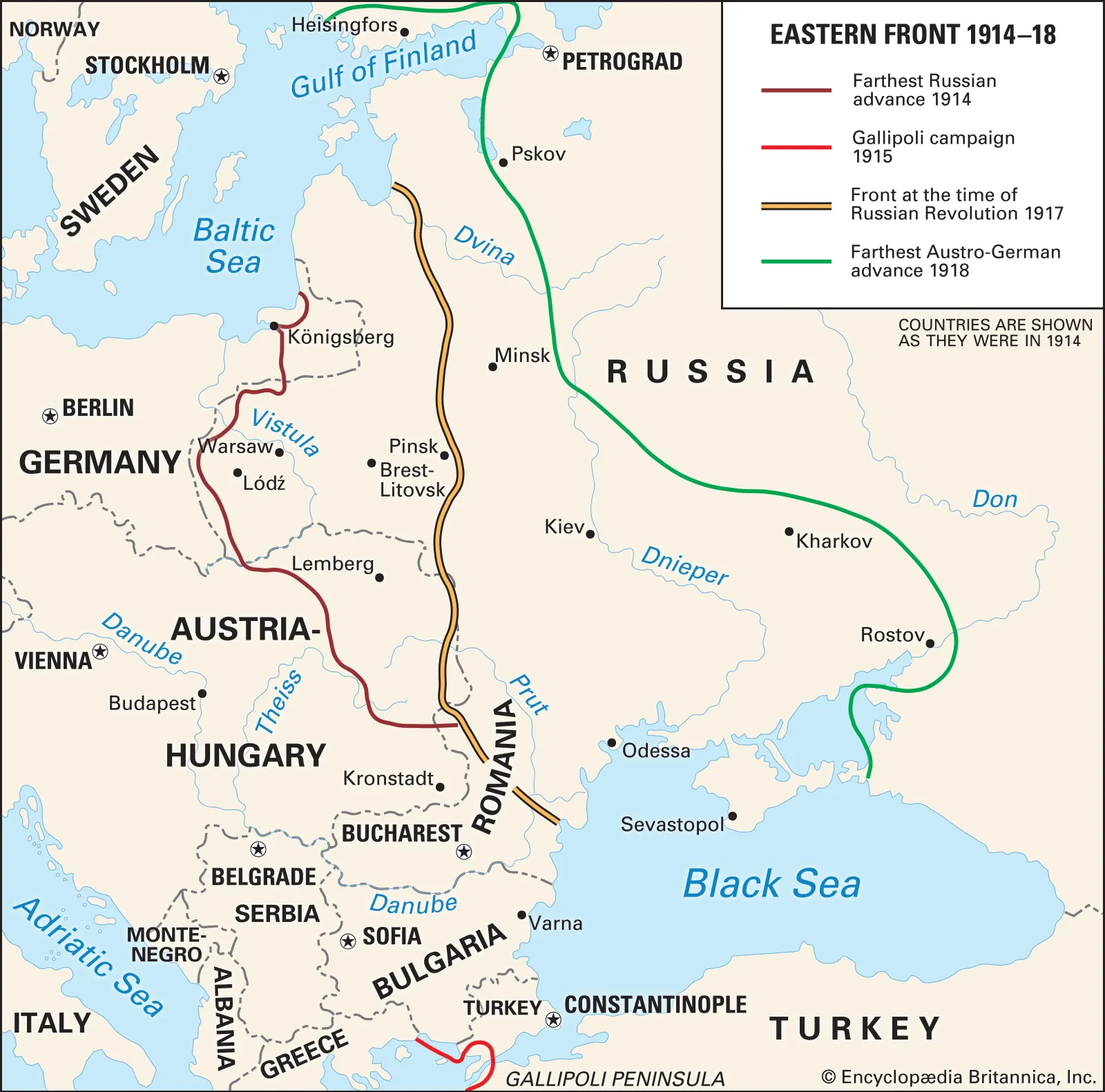 <p>Reached from Black Sea to Baltic Sea (see dark red line on map)</p>