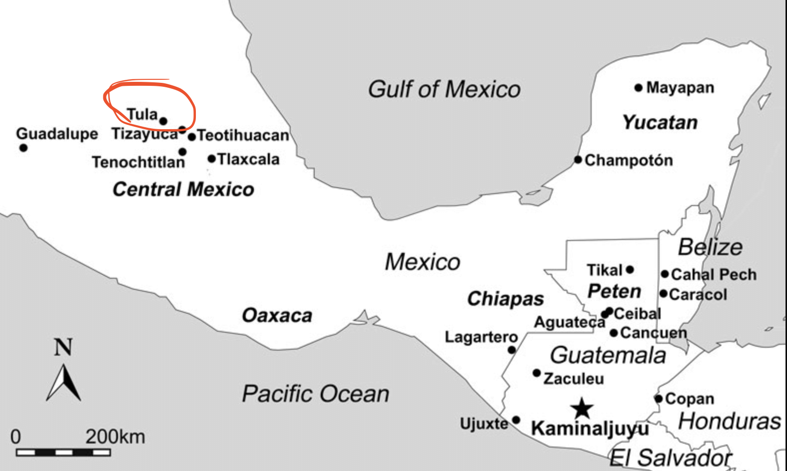 <p>capital of Toltec Empire (950-1150 CE). Was a center for art such as weaving and pottery.</p>