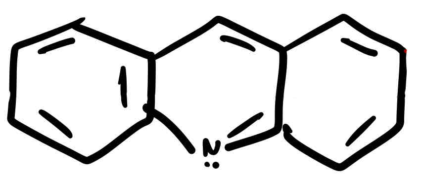 <p>Pyradine + 2 benzene (unbranched)</p>