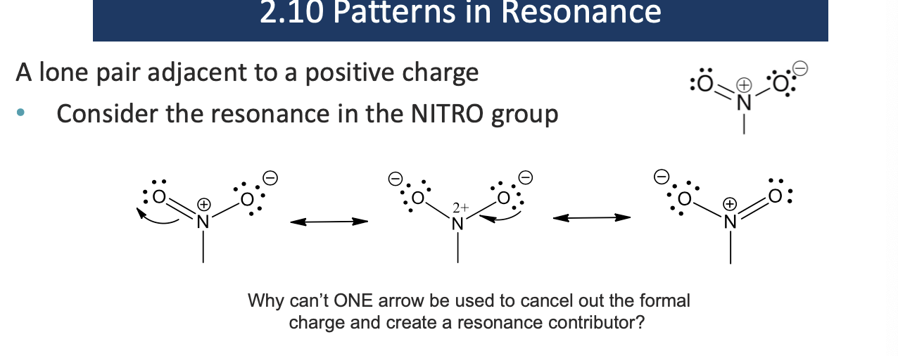 <p>because one curved arrow would give nitrogen more than 8 electrons and violate the octet rule</p>