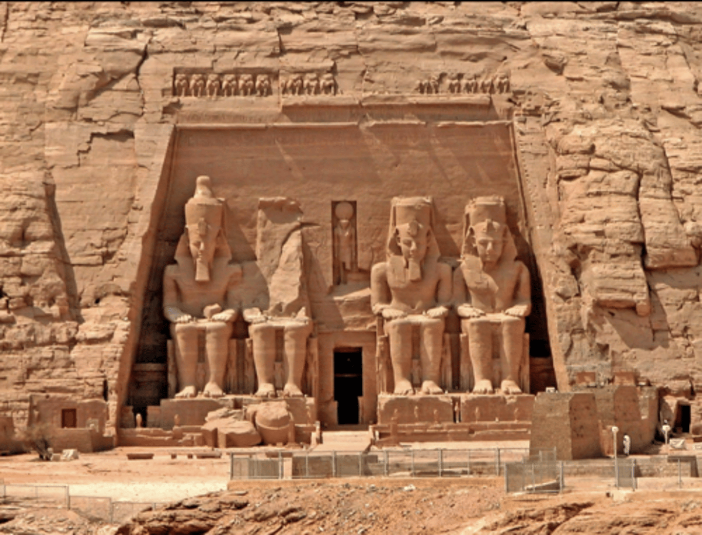 <p>- Decorated it with images of war</p><p>- Countless giant images of Ramesses inside as well</p><p>- In the back, Ramesses is sitting next to three gods, and he is in the same scale as them</p><p>- Depicting himself/likening himself to a god</p>