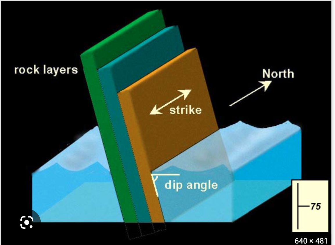 The compass orientation of a horizontal line on a plane
-an imaginary horizontal line on the plane and the direction to true north