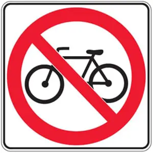 <p>No bicycles allowed on this road</p>