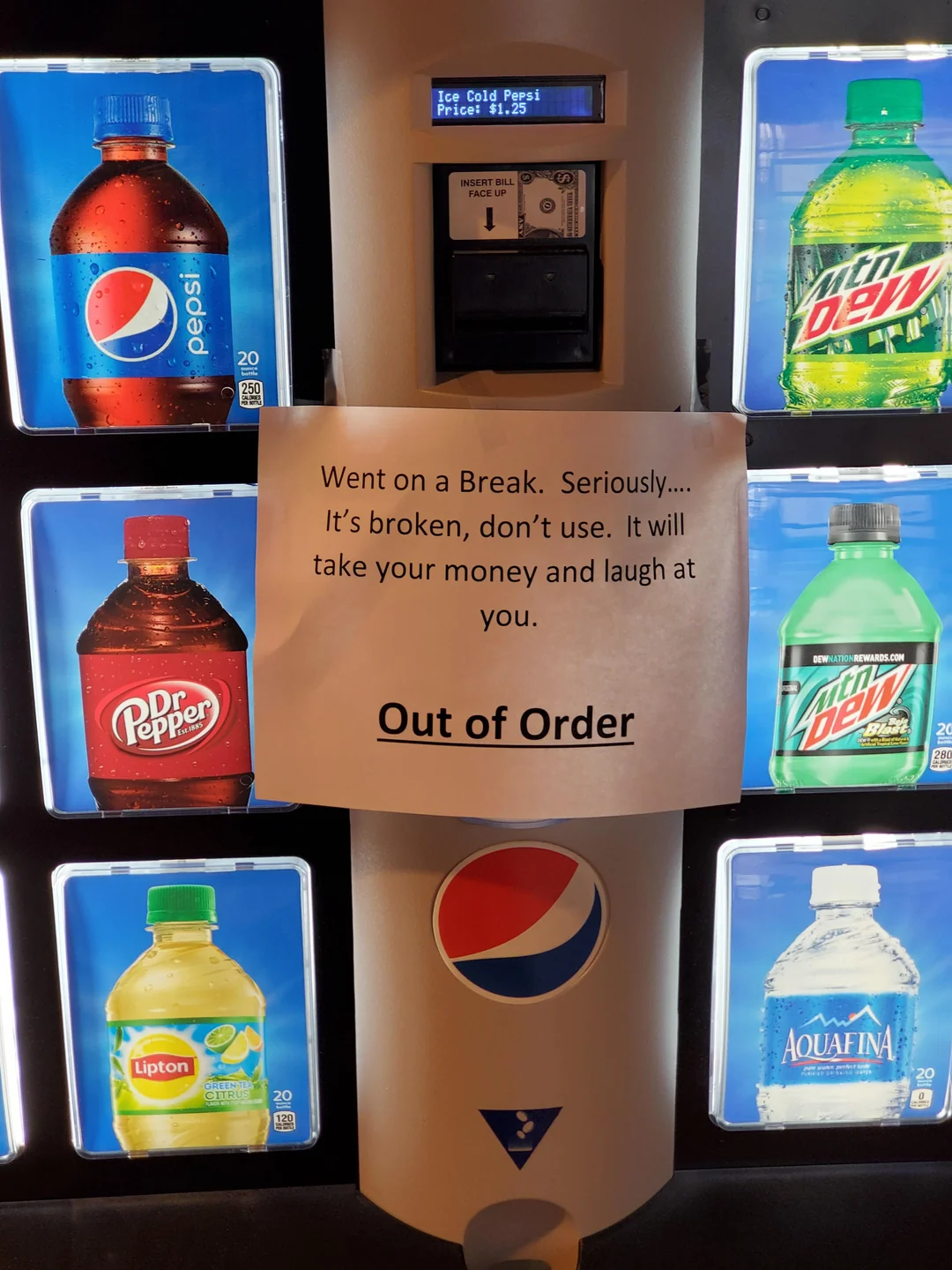 <p>on a machine that is not working, e.g vending machine</p>