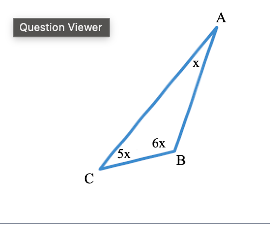<p><span><strong><span>HW 9.2</span></strong></span></p><p><span><strong><span>Q6) </span></strong><span>The measures of the angles of the triangle are indicated in terms of x. Find the measure of angle A.</span></span></p>