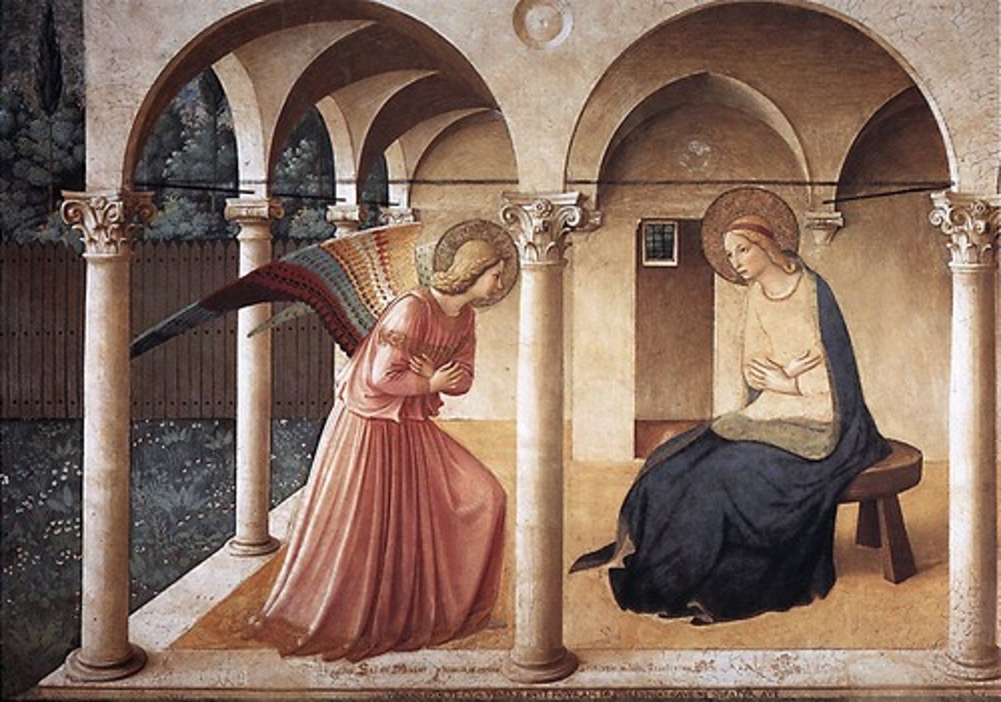 <p>Compare with Martini's and Mammi's Annunciation and Robert Campin (Master of Flemalle) Merode Altarpiece with The Annunciation Center Panel. All same subject matter.</p>