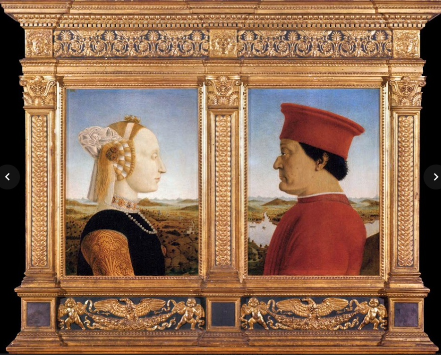 <p>battista sforza si frederico da montefeltro - piero della francesca</p>