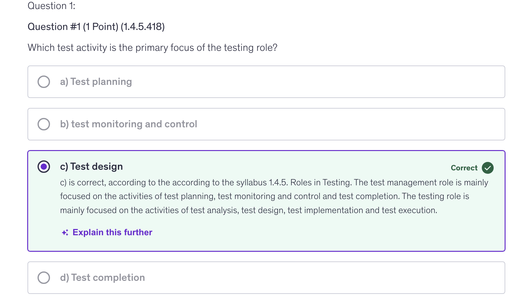 <p>c) Test Design</p>