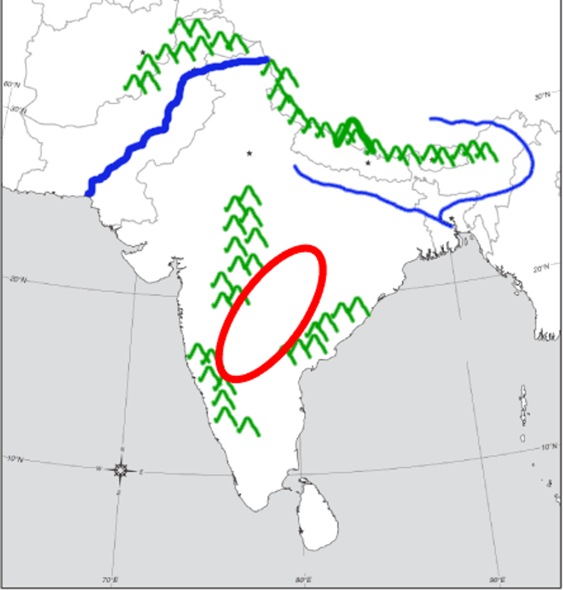 <p>A high, fairly flat area of land at the center of India.</p>