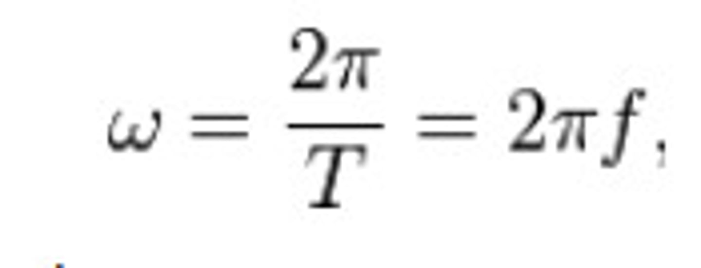 <p>Rate of phase change in radians per second; ω = 2πf.</p>