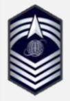<p>Delta, globe, 4 chevrons, 3 orbits</p>