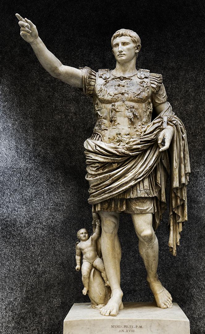<p><span style="line-height: 19.933334px;"><strong>*Augustus of Primaporta, early 1st c. CE, marble, 6’ 8,” Imperial Rome (S. 6-18)</strong></span></p>