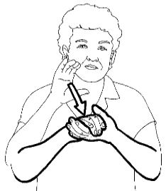 <p>Start with your &quot;C&quot; hand near your chin and then bring it down to clasp your other hand in front of your lower chest</p>