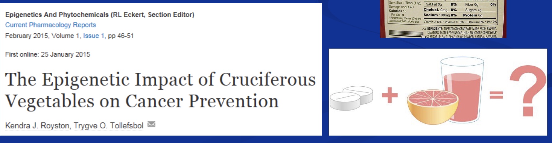 <p>-epigenetic impact of cruciferous vegetables (*if flower) on cancer prevention: regulated cell activity to minimize chance of cancer</p><p>-statins + grapefruit: 50%M and 49%F &gt;65yrs take, lowers LDL chol; does grapefruit phytochemical turn off enzymes in the liver that are involved in detoxification? (would cause statin to circulate in higher levels bc liver can’t break it down)</p><p>-evaluating the phytochemicals for anti-cancer effects (NOT the fiber, omega-3’s, etc.)</p>