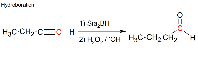 <p>*Antimark addition</p><p>*will get a mixture if not</p><p> terminal</p><p>*Formation of aldehyde</p>