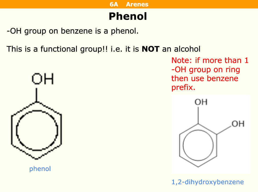 <p>An OH group on a benzene</p>