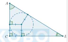 <p>Вершина прямого угла, точки касания вписанной окружности и катетов и центр вписанной окружности прямоугольного треугольника образуют квадрат.</p>