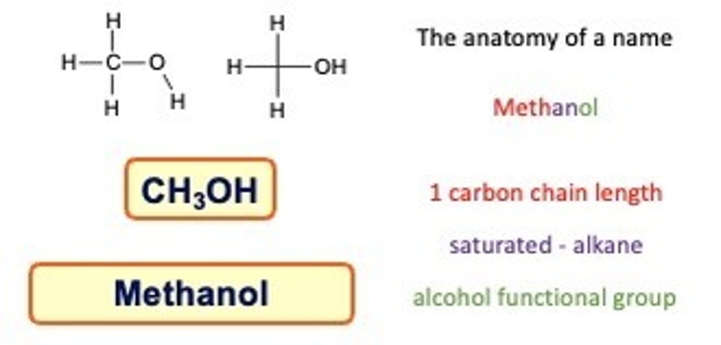 <p>Alcohols are a classification of organic molecules contain a hydroxyl group attached to a saturated carbon atom.<br>The suffix -ol is used to name alcohols</p>