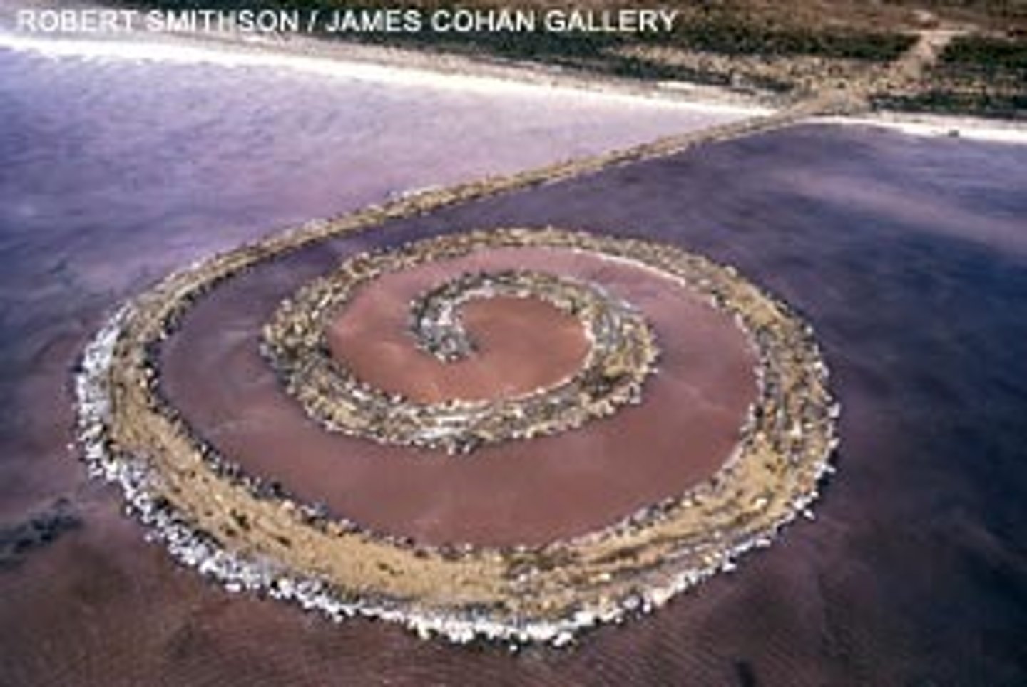 <p>1970. Robert Smithson. Mud, salt, rocks, water coil. Great salt lake, utah. Site art.<br>Jettys are often unsightly, not very pretty. Purpose is sand retention.<br>Slow but constant state of decay and erosion<br>Created ina remote, formorly commercial are of the lake (abandoned mine) with local stone<br>Spiral motif emulates pre-columbian earthworks by native americans (LIKE SERPENT MOUND)<br>Salinity of the lake turns it red sometimes<br>Changeing aspects of the work, erosion, water levels, bacteria. Never in a fixed state.<br>Circumentulation (act of walking around something) is very meditative. Constantly changing direction, panoramic view and appreciation of the world.</p>