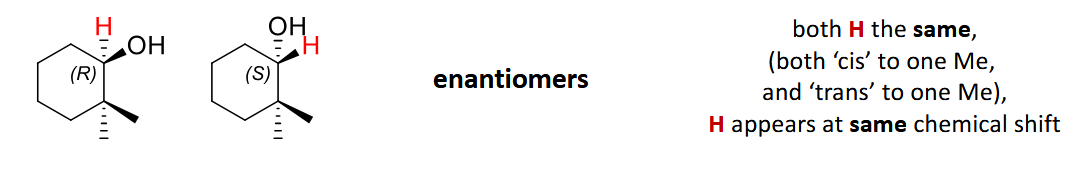 <p>They don’t - both H are equivalent and have the same chemical shift</p>