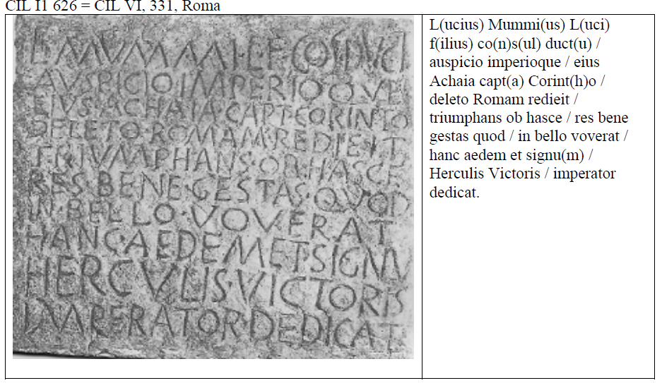 <p>CIL I1626 = CIL VI, 331, Roma</p>