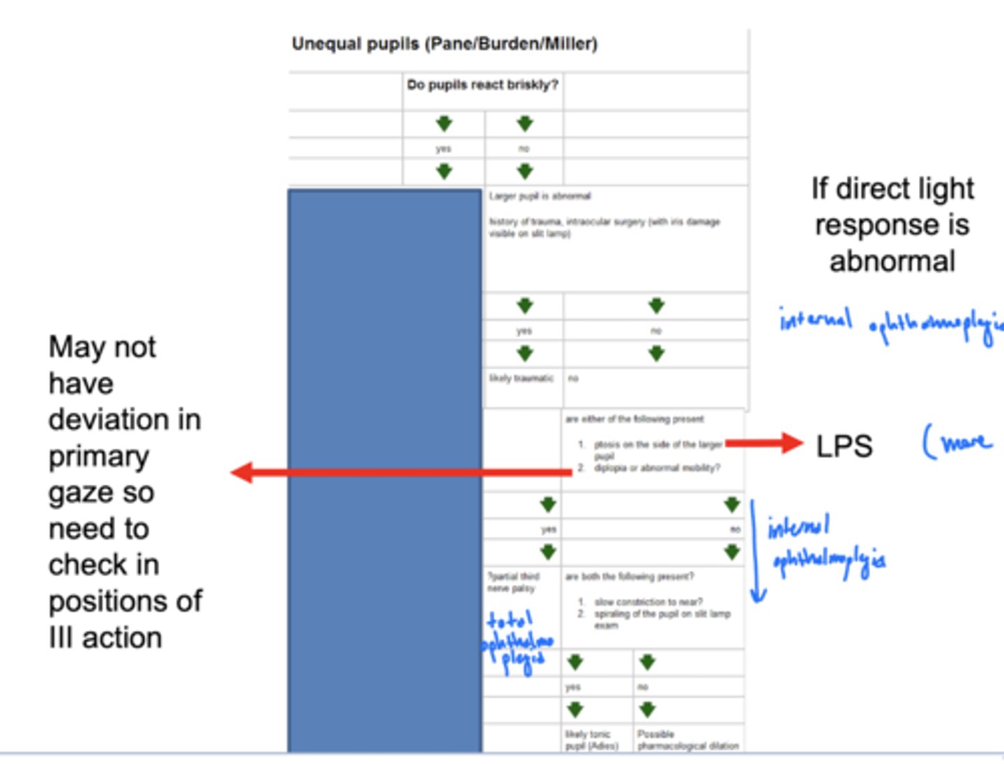 <p>parasympathetic problem, but some type of ophthalmoplegia (total or internal)</p>