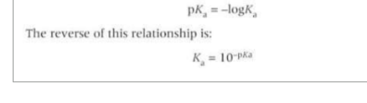 <p>a negative logarithm called pKa</p>