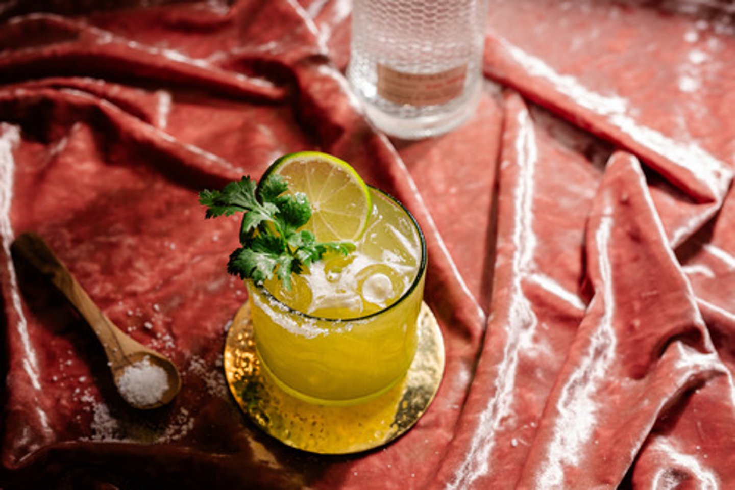 <p>Agave Suave</p><p>- Contraluz Cristalino mezcal</p><p>- Nixta Elote liqueur</p><p>- Fresh lime juice</p><p>- House-made Verdita syrup</p><p>Garnish: Half kosher salt rim, lime wheel, cilantro sprigs</p><p>Flavor profile: Smoky and savory</p><p>Selling description: Tart, savory and herbaceous with smoky mezcal rounded out with elote liqueur and fresh lime.</p>
