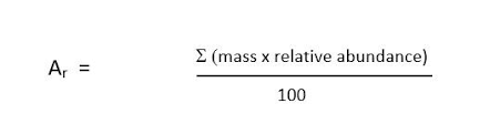 <p>The sum of (each relative isotopic mass x its abundance) divided by the total abundance (usually 100)</p>