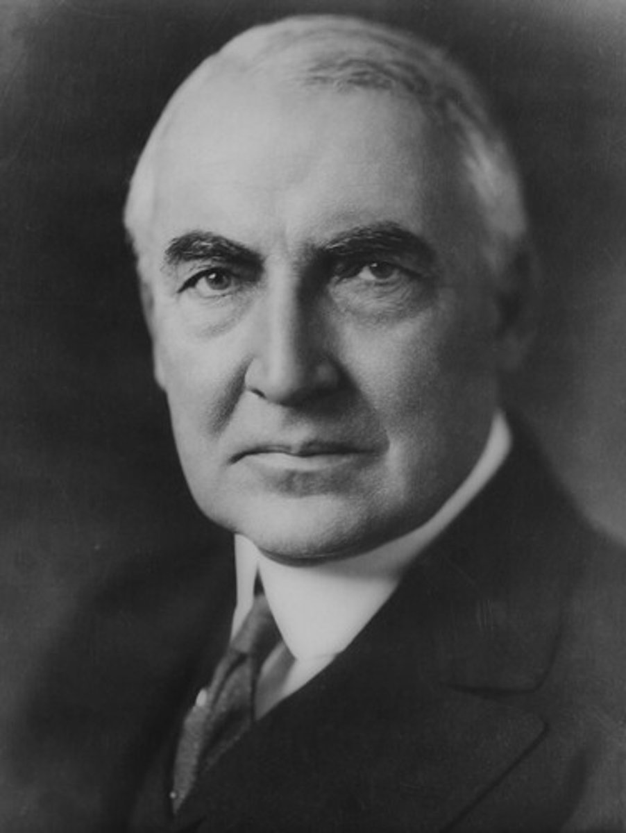 <p>(29) 1921-1923</p><p>He died in office, just as massive corruption in the Teapot Dome scandal was about to become public. Harding's election was the first in which women voted.</p>