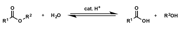 <p>ester hydrolysis (catalysed by acid) mechanism</p>