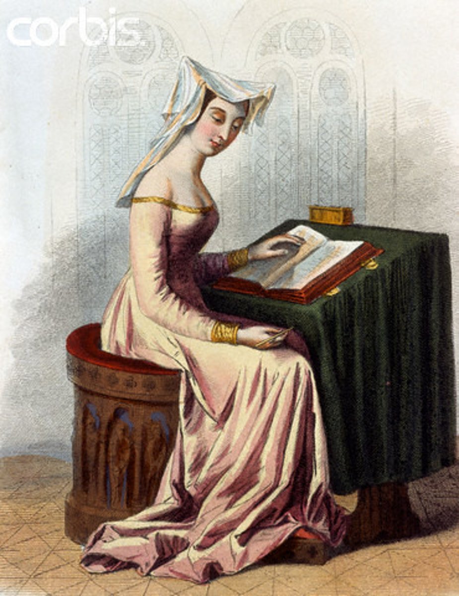 <p>(1363-1434) Renassance Wrote the Renaissance's woman's survival manual ('The City of Ladies,' 1405), possibly Europe's first feminist.</p>