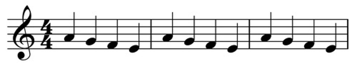 <p>phrase that constantly repeats usually at the same pitch</p>