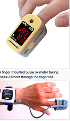 -An assessment tool that measures oxygen saturation of hemoglobin in the capillary beds
-Used when pt experiencing symptoms of pneumonia, asthma, bronchitis
**Nail polish interferes w/ results, can be clipped to earlobe instead, cold fingers can also give low reading while hyperventilation syndrome and carbon monoxide poisoning can give elevated readings