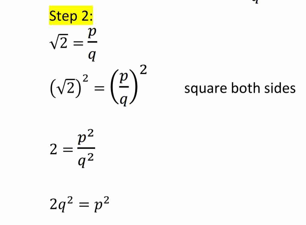 <ul><li><p>To get rid of a surd you have to square it.</p></li></ul><ul><li><p>Since our squared the left YOU MUST do it to the right.</p></li><li><p>Note how big p AND q receives a square!!!</p></li></ul>