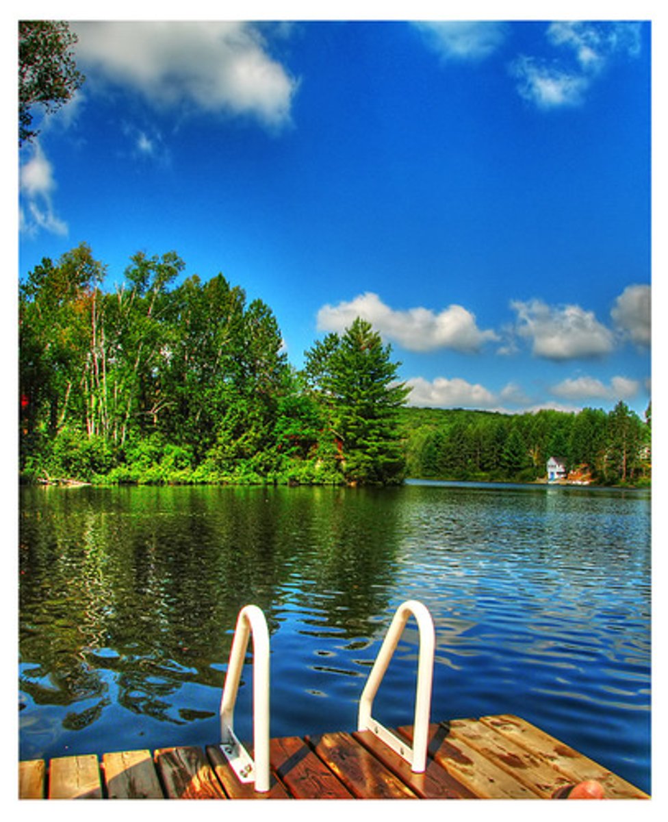 <p>a large body of water surrounded by land</p>