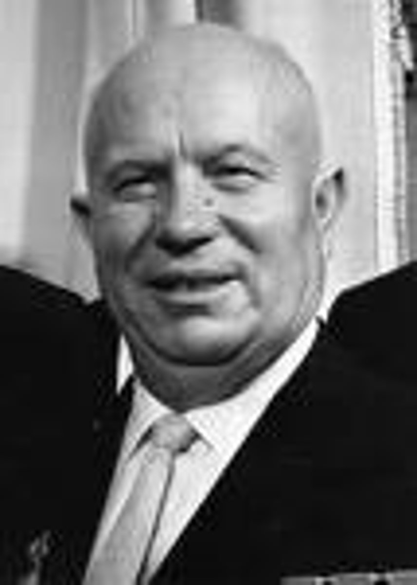 <p>leader of the Soviet Union from 1953 to 1964; his leadership saw the creation of the Berlin Wall and some of the worst crises of the Cold War, including the Cuban Missile Crises</p>
