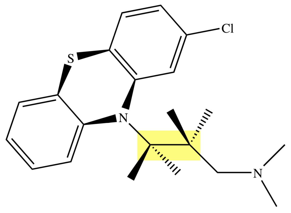 <p>PHENOTHIAZINE: <strong>CHLORPROMAZINE</strong></p>