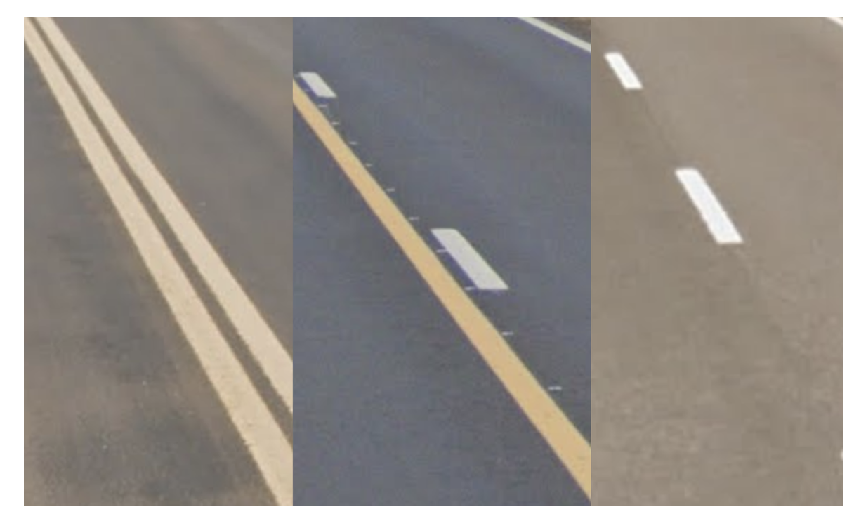 <p>Argentina features dashed white, double yellow, or mixed middle road lines</p>