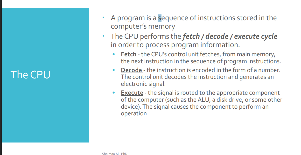 <p>fetch / decode / execute</p>