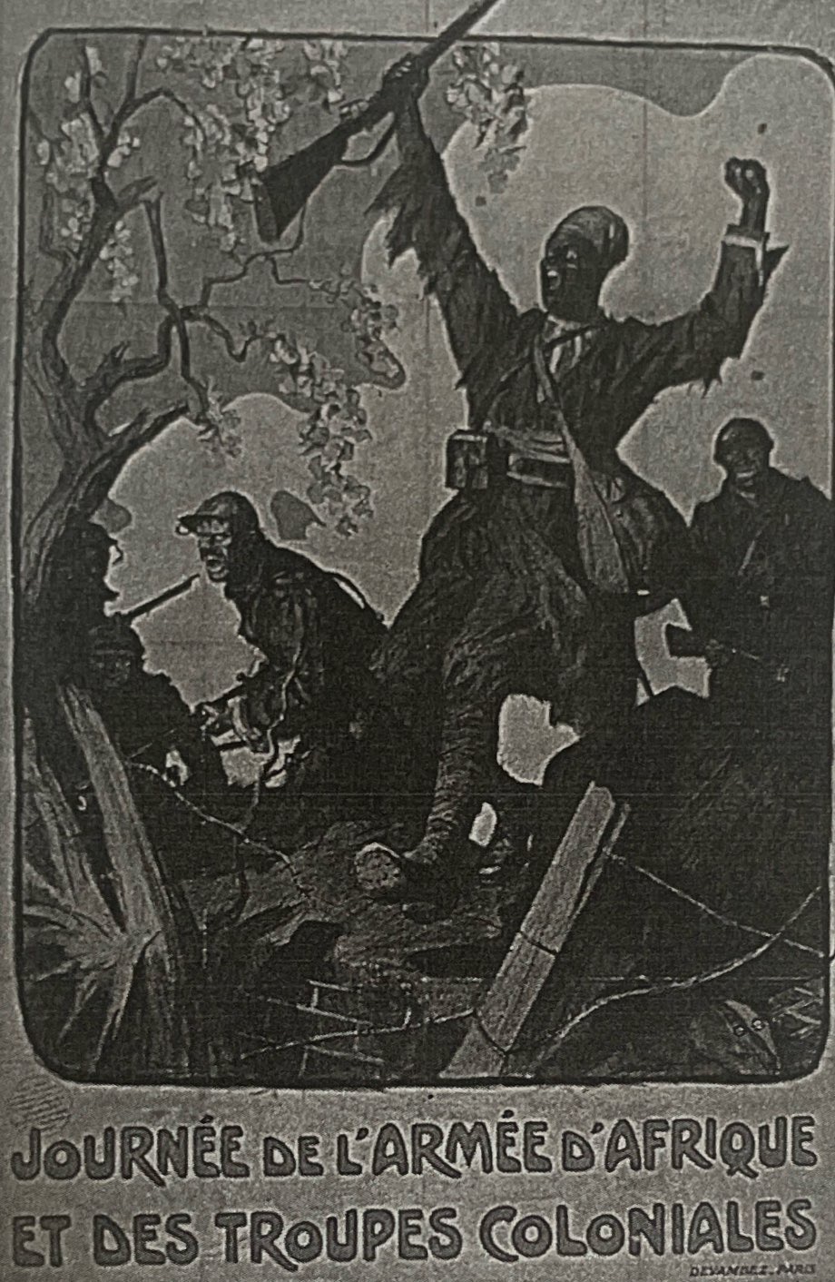 <p><strong>11-1.</strong> What does the French poster with the caption that reads “Day of the African Army and Colonial Troops“ suggest about the role of North and West Africans in World War I?</p><p>a) They fought for France<br>b) They rebelled against France<br>c) They aided Germany<br>d) They sided with the Central Powers</p>