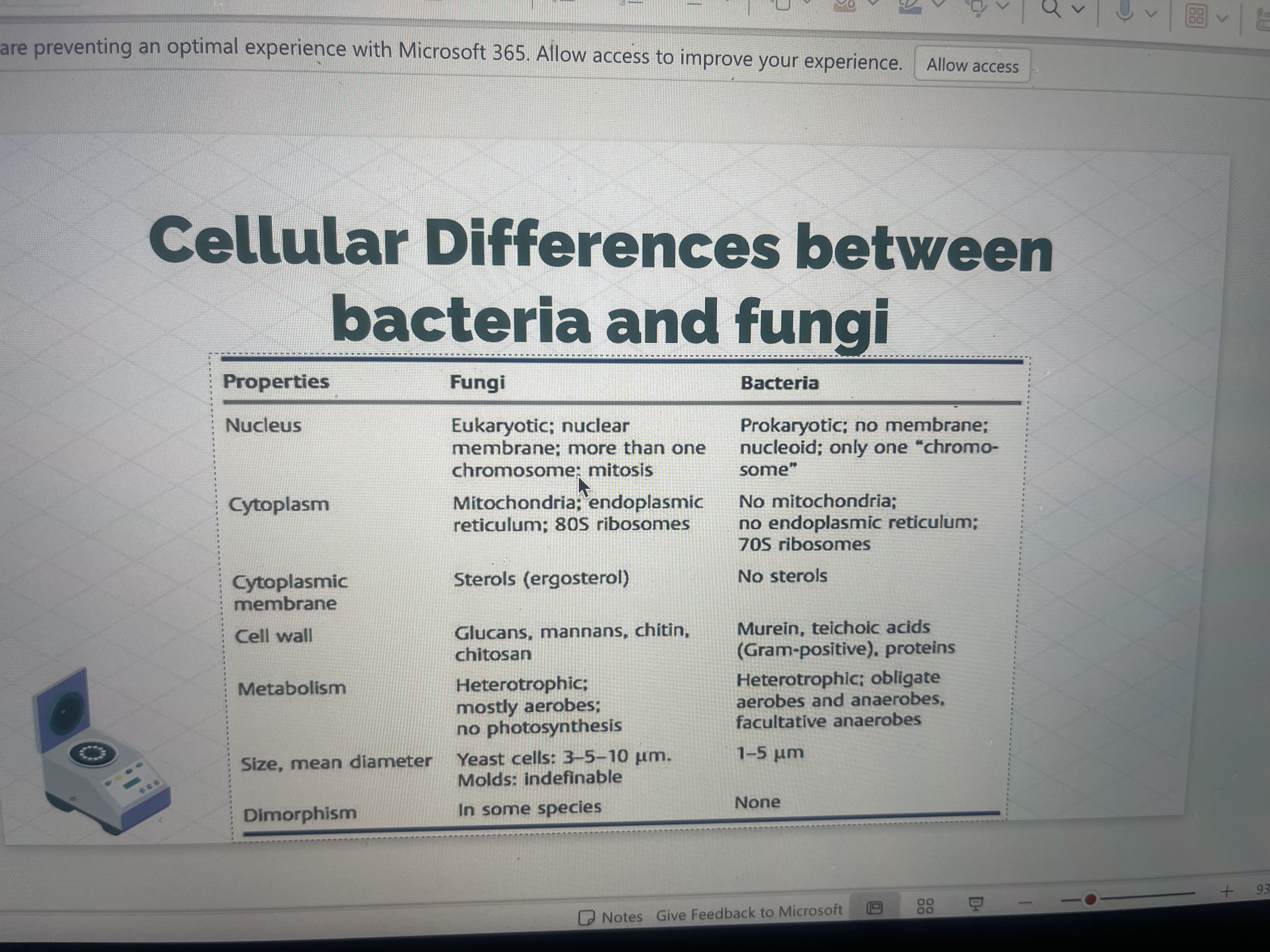 <p>no→Bacteria are prokaryotic, meaning they have peptidoglycan cell walls, ribosomes (70S), and different metabolic pathways. Antibiotics targeting cell wall synthesis (e.g., penicillin) or ribosomes (e.g., streptomycin) work against bacteria but not yeast.→Yeast are eukaryotic fungi, meaning they have chitin in their cell walls and 80S ribosomes. Antifungal drugs like fluconazole (targets ergosterol synthesis in the cell membrane) work against yeast but not bacteria</p>