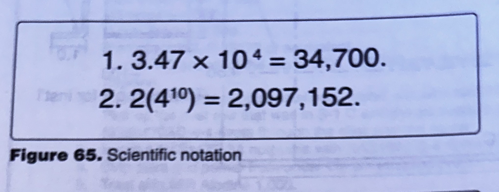<p>(Refer to Figure 65.) Which of the figures is using scientific notation?</p>