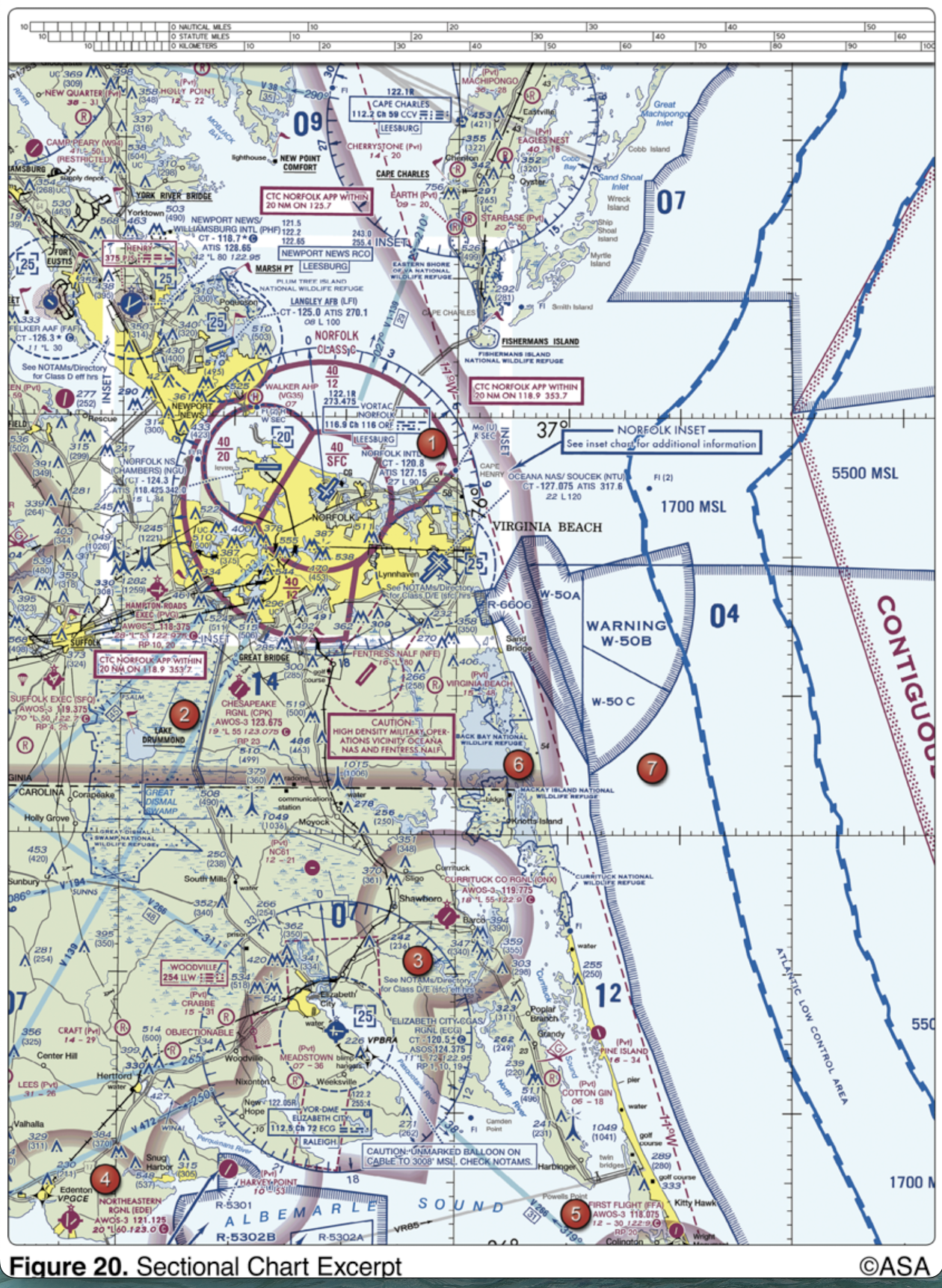 <p>(Refer to Figure 20, area 3; and Figure 28.) The VOR is tuned to Elizabeth City VOR/DME, and the aircraft is positioned over Shawboro, a small town 3 NM west of Currituck County Regional (ONX). Which VOR indication is correct?</p>
