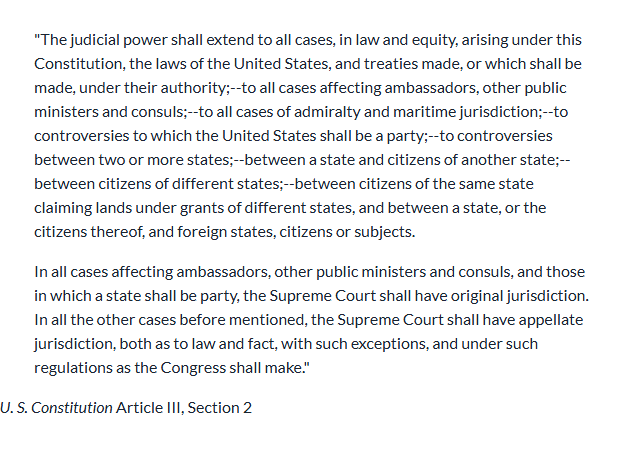 <p>Based on the constitutional provision above, in which of the following cases would federal courts have jurisdiction?</p>