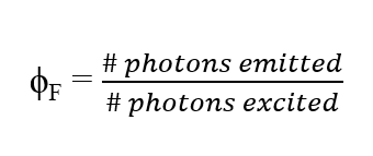 <p>Is a measure of the efficiency of photon emission through fluorescence, which is the loss of energy by a substance that has absorbed light via emission of a photon.</p><p>Defined as the ratio of the number of photons emitted to the number of photons absorbed.</p>