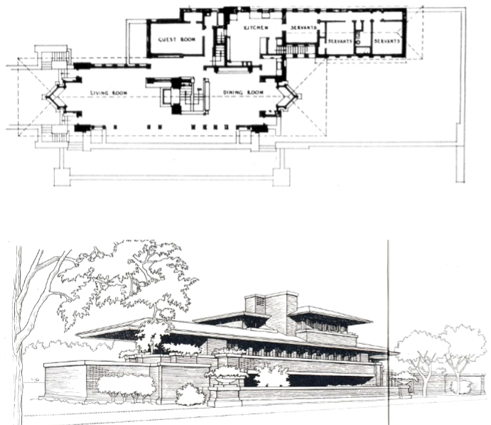 <p><span>Robie House, Frank Lloyd Wright (Chicago, IL, 1906-1909)</span></p>