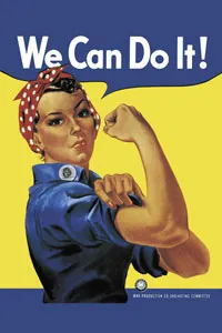 <p>A former housewife turned war hero, Rosie emerged from the kitchen and built the machinery necessary to fight and win World War II<span>. Posters emblazoned with her picture became a symbol of wartime courage and patriotism. </span></p>